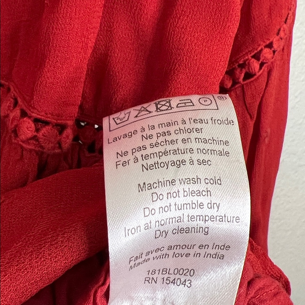 Sezane Brick Red Peasant Bohemian Long Sleeve Blouse Size 36/4 - Picture 9 of 12